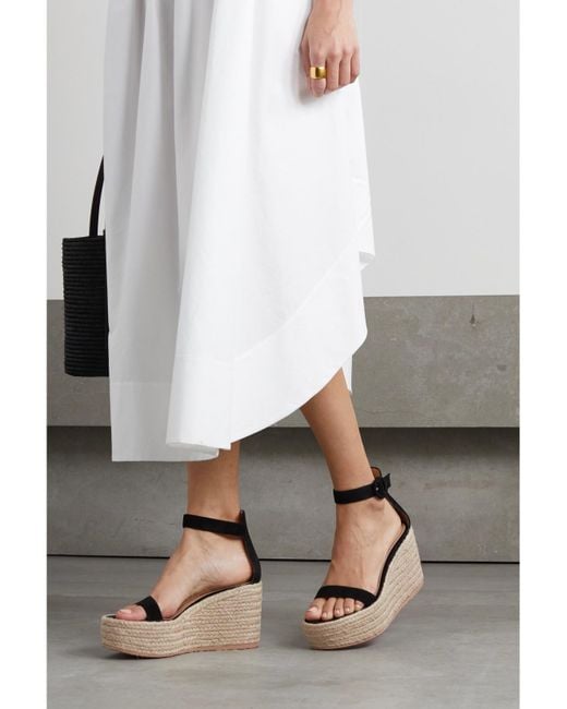 Gianvito Rossi Natural 45 Suede Espadrille Wedge Sandals
