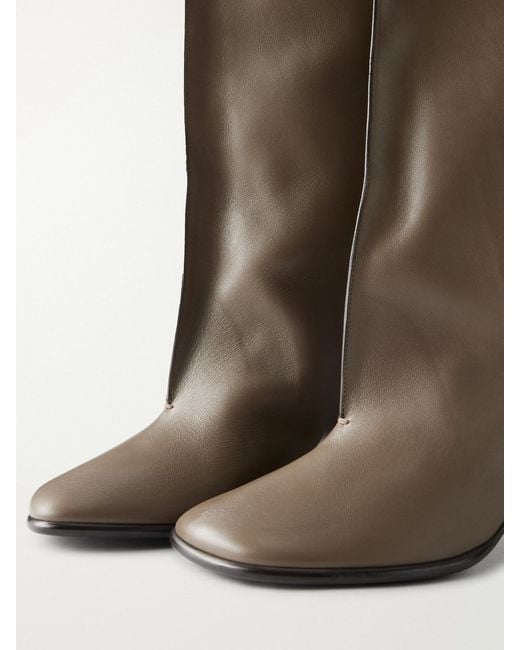 Lemaire Natural Crease Leather Knee Boots