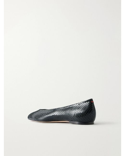 Aeyde White Ellie Snake-Effect Leather Ballet Flats