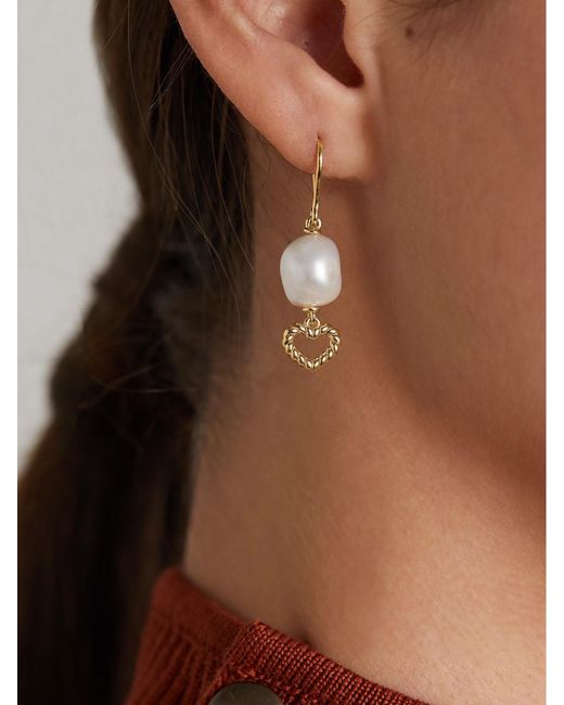 Alison Lou Natural Heart Streamer 14-Karat Pearl Single Earring