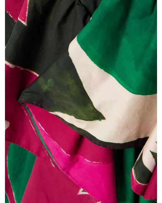 Ulla Johnson Pink Lee Krasner Mural Draped Printed Cotton-Poplin Gown