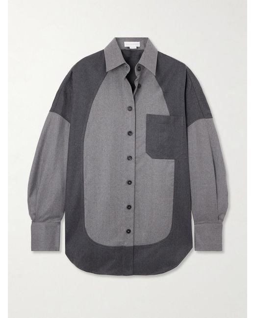 Stella McCartney Gray Oversized Paneled Wool-Twill Shirt