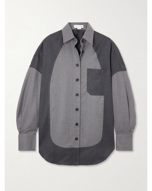 Stella McCartney Gray Oversized-Hemd Aus Woll-Twill