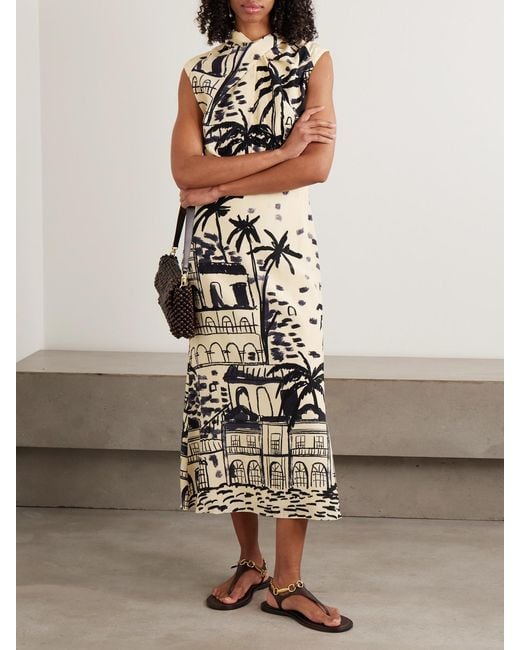 Johanna Ortiz Metallic Interdimensional Cutout Printed Silk Midi Dress
