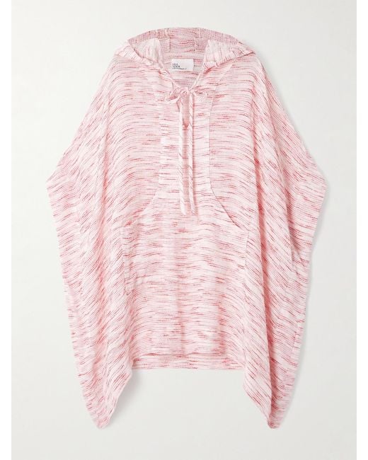 Lisa Marie Fernandez Pink Hooded Striped Linen-Blend Gauze Poncho