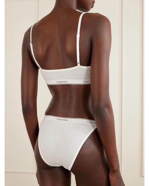 Calvin Klein White Sienna Cotton-Blend Balconette Bra