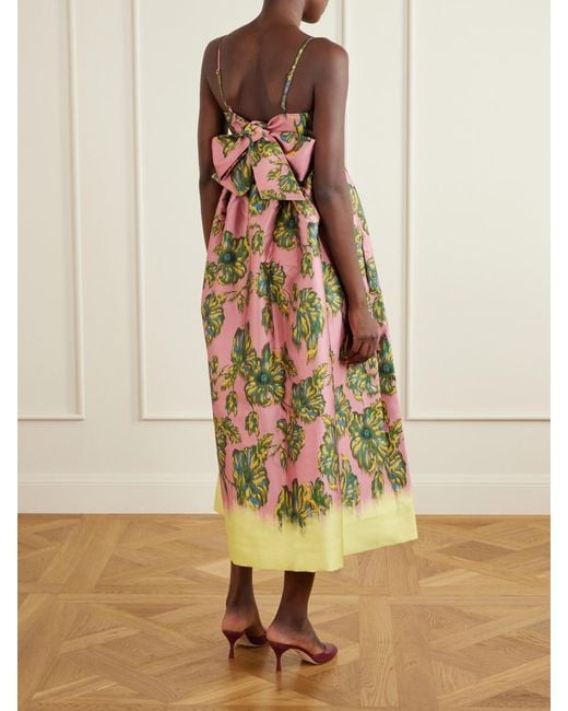 ALÉMAIS White Faye Tie-Detailed Floral-Print Twill Midi Dress