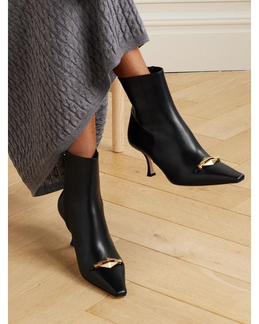 Jimmy Choo Black Ryker 70 Embellished Leather Ankle Boots