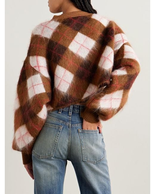 RÙADH Brown The Blane Verkürzter Cardigan Aus Einer Mohairmischung Mit Argyle-Muster