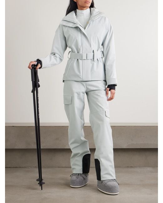 CORDOVA Gray Cascade Appliquéd Belted Stretch Hooded Ski Jacket