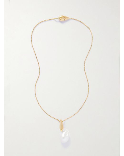Bottega Veneta White Tone Freshwater Pearl Necklace