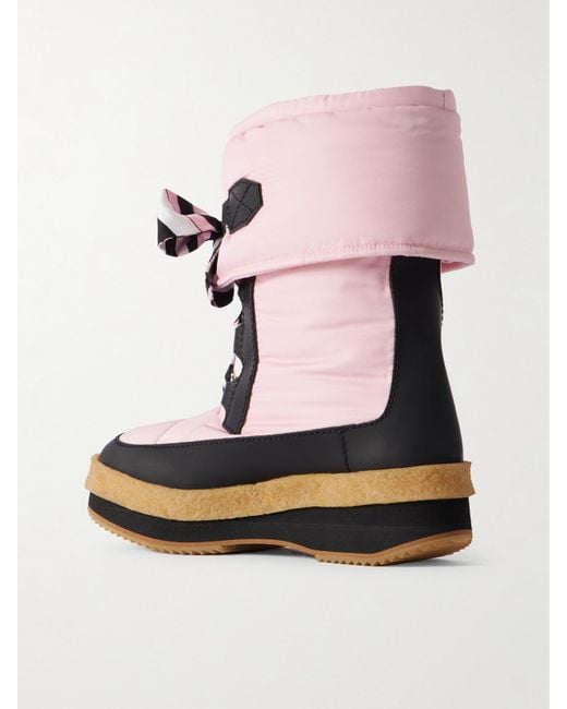 Emilio Pucci Pink Logo-Appliquéd Silk-Twill Trimmed Shell Snow Boots