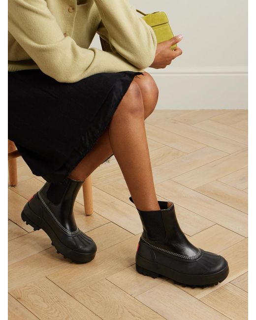 Proenza Schouler Black Sorel Caribou Leather And Rubber Platform Chelsea Boots