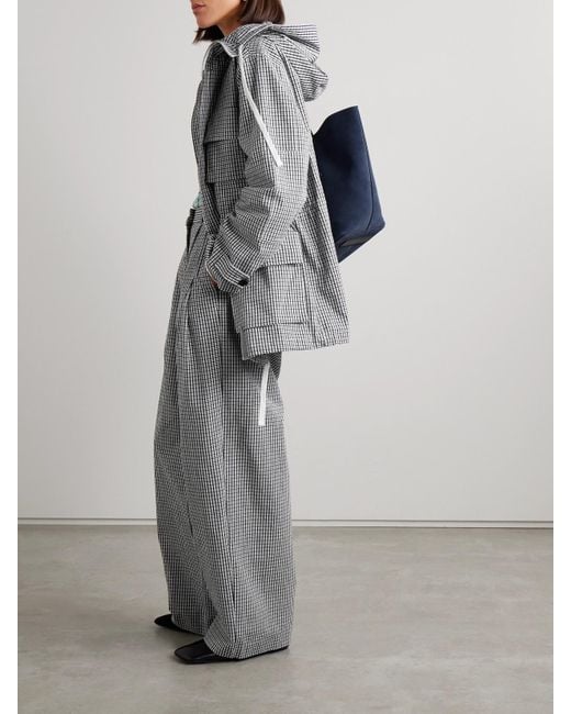Proenza Schouler Gray Amber Pleated Gingham Cotton And Linen-Blend Wide-Leg Pants