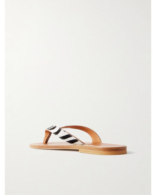 K. Jacques Multicolor Torino Zebra-Print Goat Hair Flip Flops