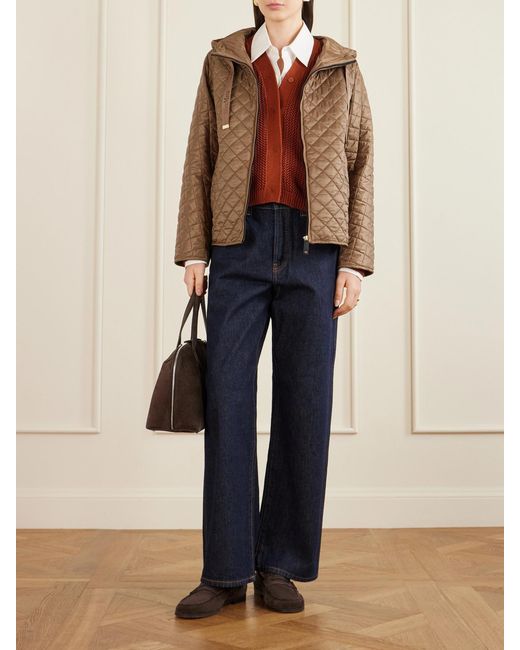 Max Mara Brown Padded Quilted Shell Jacket