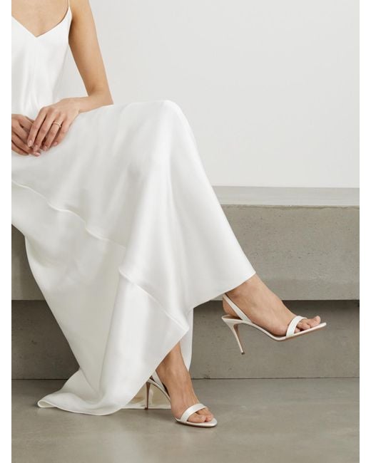 Aquazzura White So Nude 85 Satin Slingback Sandals