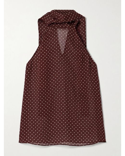 Nili Lotan Purple Alla Neckholder-Tanktop Aus Seidenchiffon Mit Polka-Dots