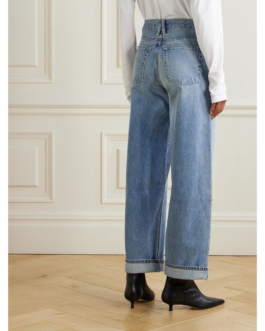 SLVRLAKE Denim Blue Noah Relaxed Turn Up High-Rise Straight-Leg Jeans