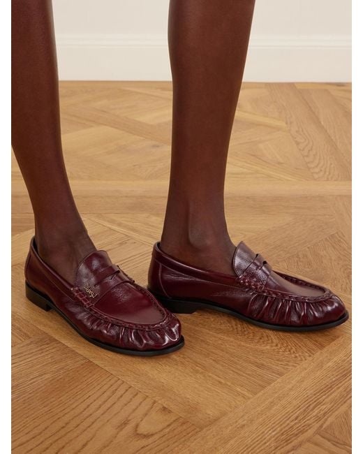Saint Laurent Red Le Loafer Leather Penny Loafers
