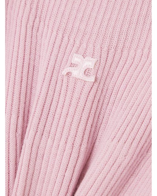 Courreges Pink Ärmelloses Oberteil Aus Einer Gerippten Baumwoll-Merinowollmischung Mit Applikation