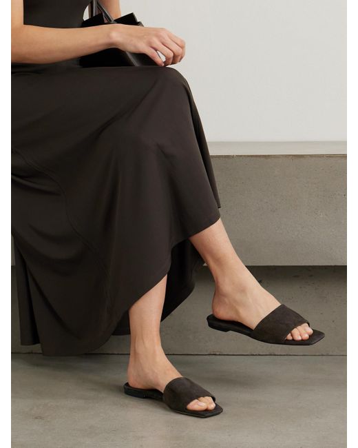 Aeyde Brown Anna Suede Slides