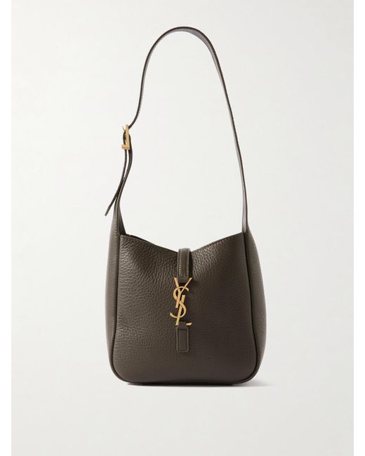 Saint Laurent White Le 5 À 7 Mini Textured-Leather Shoulder Bag