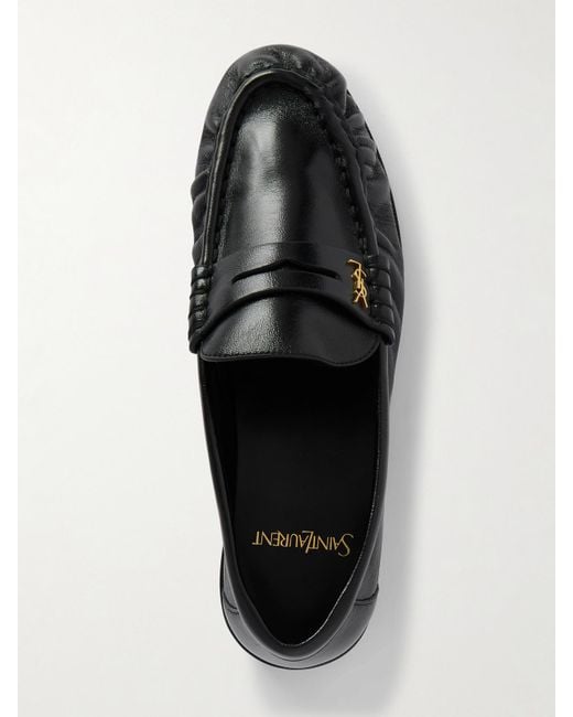 Saint Laurent Black Le Loafer Logo-Embellished Leather Loafers