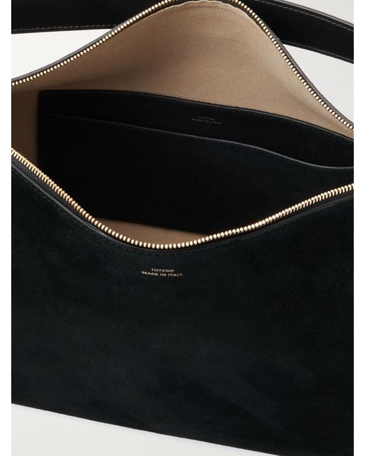 Totême  Black Bevel Medium Suede Tote