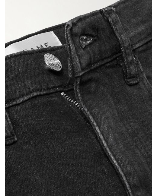FRAME Black Le Sleek Embellished Cropped High-Rise Straight-Leg Jeans