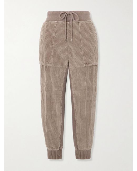 James Perse Natural Jersey-Trimmed Cotton-Blend Corduroy Tapered Track Pants