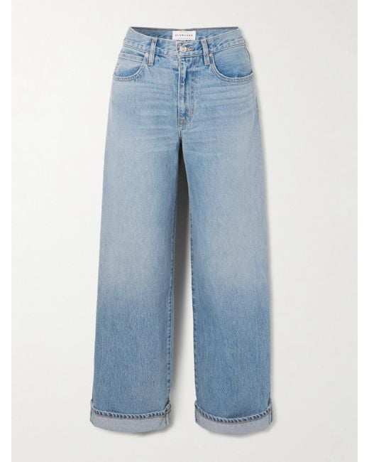 SLVRLAKE Denim Blue Noah Relaxed Turn Up High-Rise Straight-Leg Jeans