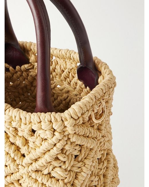 Amanu Metallic The Zanzibar Leather-Trimmed Raffia-Effect Woven Mini Bag