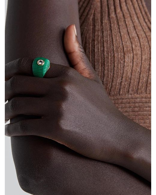 Yvonne Léon Metallic Berlingot 9-Karat, Malachite And Topaz Ring