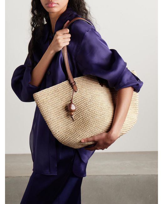 Hunting Season Natural Market Leather-Trimmed Woven Fique Tote