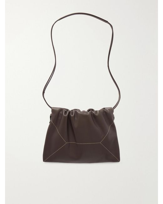 Brunello Cucinelli Brown Embellished Leather Shoulder Bag