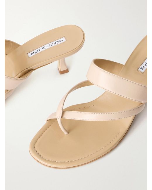 Manolo Blahnik Natural Susa 50 Leather Sandals