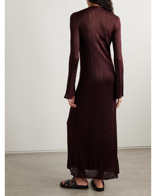 Robe Longue En Soie Biologique Côtelée Atira Gabriela Hearst en coloris Purple