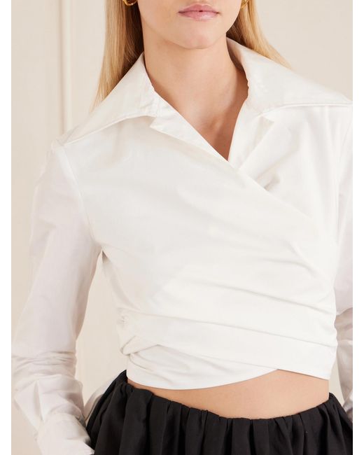 Patou White Cotton-Poplin Knotted Blouse