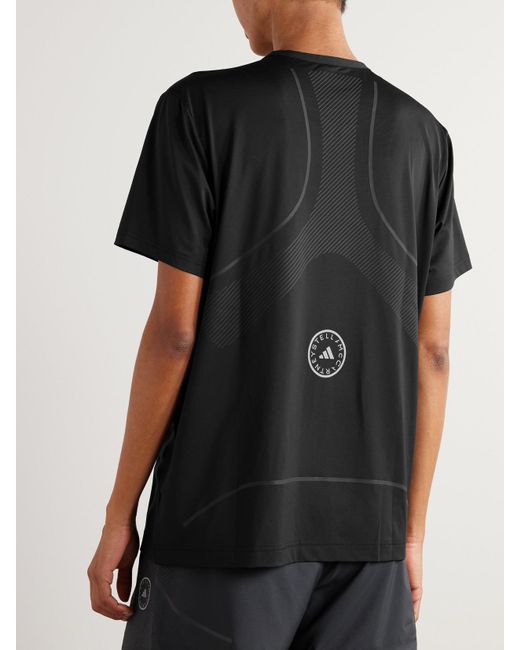 Adidas By Stella McCartney Black Truepace Mesh-Trimmed Jersey Running T-Shirt
