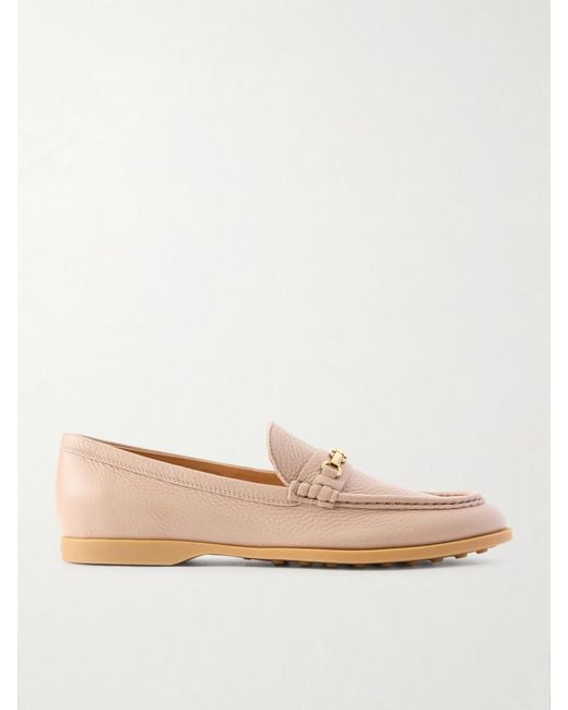Tod's Natural Gomma Embellished Textured-Leather Loafers