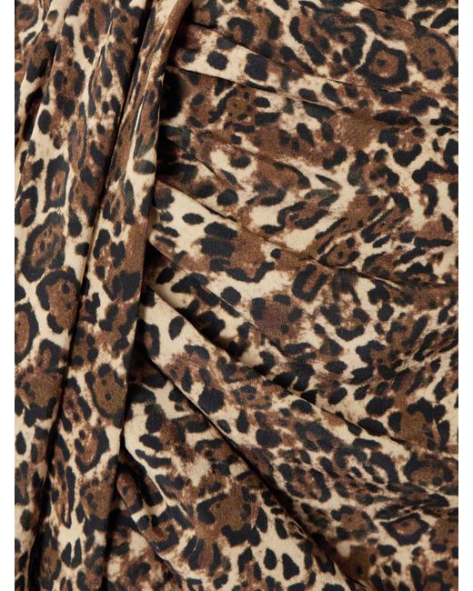 Isabel Marant Multicolor Cleora Asymmetric Belted Leopard-Print Stretch-Silk Dress