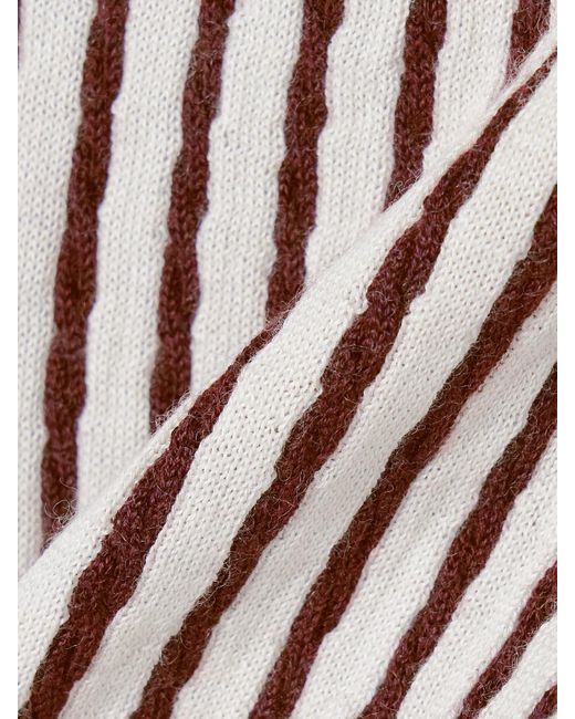 Short En Cachemire Et Soie Mélangés À Mailles Torsadées Et À Rayures FRAME en coloris White