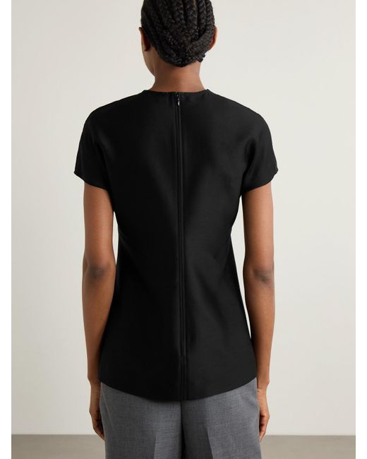 Totême Black Paneled Wool And Silk-Blend Top