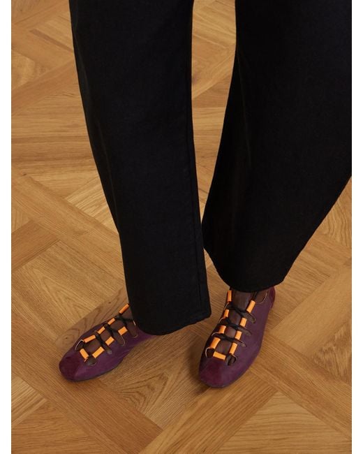 Alaïa Purple Suede-Trimmed Shell Ballet Flats