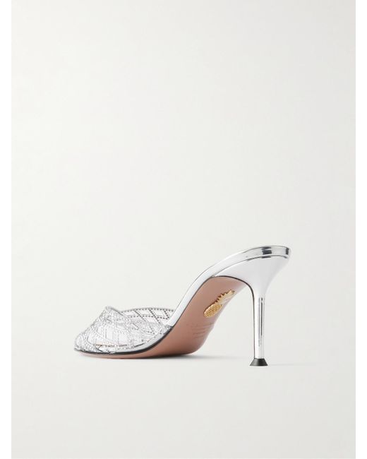Aquazzura Natural Lumiere Crystal-Embellished Cutout Pvc Mules