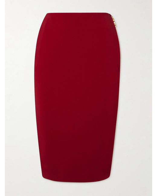 Saint Laurent Red Grain De Poudre Skirt