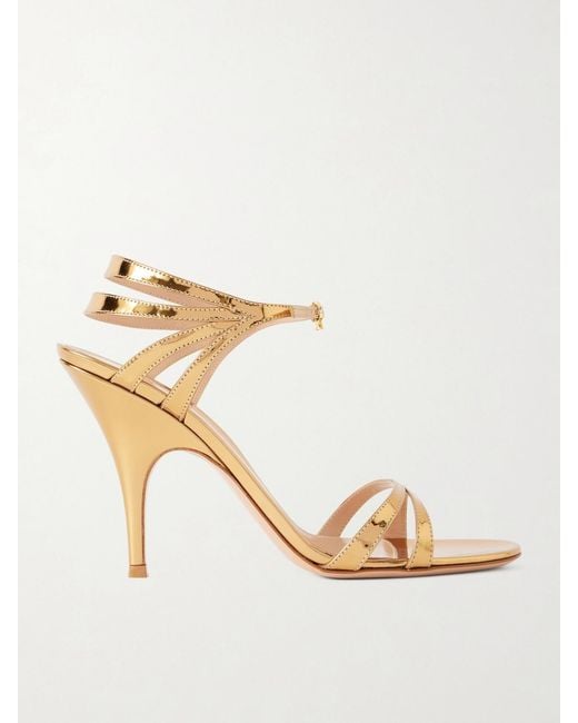 Gianvito Rossi Natural 95 Mirrored-Leather Sandals