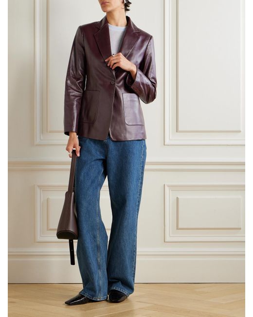 Joseph Purple Glenview Leather Blazer