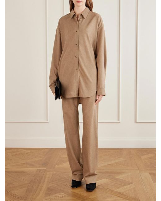 Khaite Natural Hunter Wool And Cashmere-Blend Straight-Leg Pants
